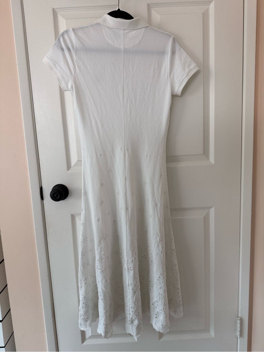 Polo Ralph Lauren Eyelet Detail Short Sleeve Stretch Cotton collared white Dress - Picture 11 of 15